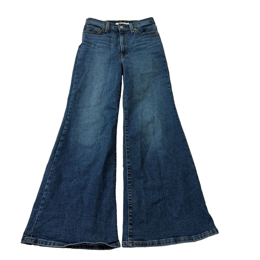 Levi’s Ribcage Bell Bottom Jeans Womens 26 Blue High-Rise Flare Denim Big E